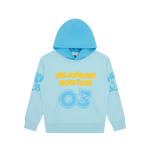 KIDS MULTI LOGO POPOVER HOOD - BLUE