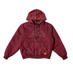 YEAR OF THE HORSE WASHED ZIP THROUGH HOOD - BURGUNDY