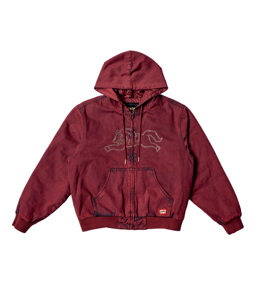 YEAR OF THE HORSE WASHED ZIP THROUGH HOOD - BURGUNDY – Billionaire