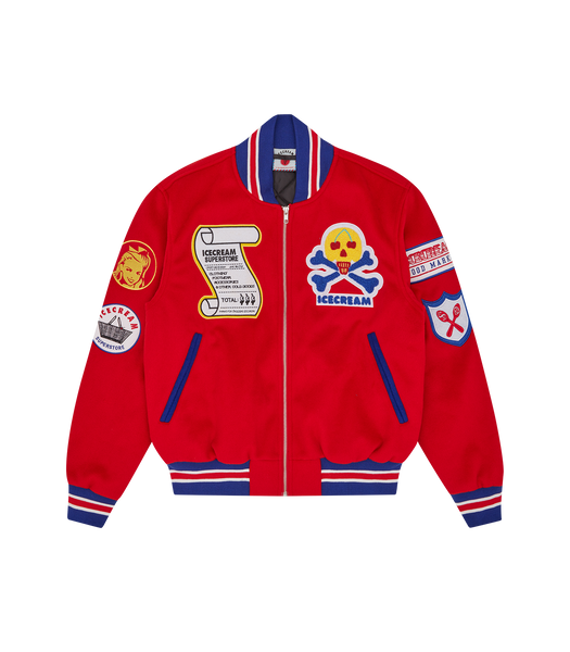 ICECREAM SUPPLIES VARSITY JACKET - RED