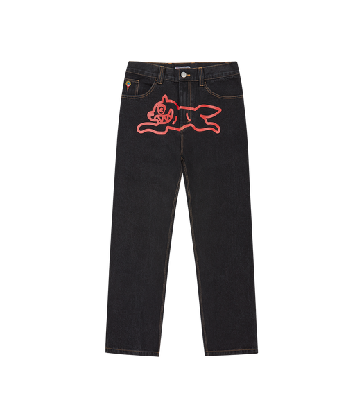 RUNNING DOG DOUBLE SCOOP DENIM PANT - BLACK | BBC ICECREAM DENIM