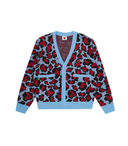LEOPARD PRINT KNITTED CARDIGAN RED BLUE Billionaire Boys Club