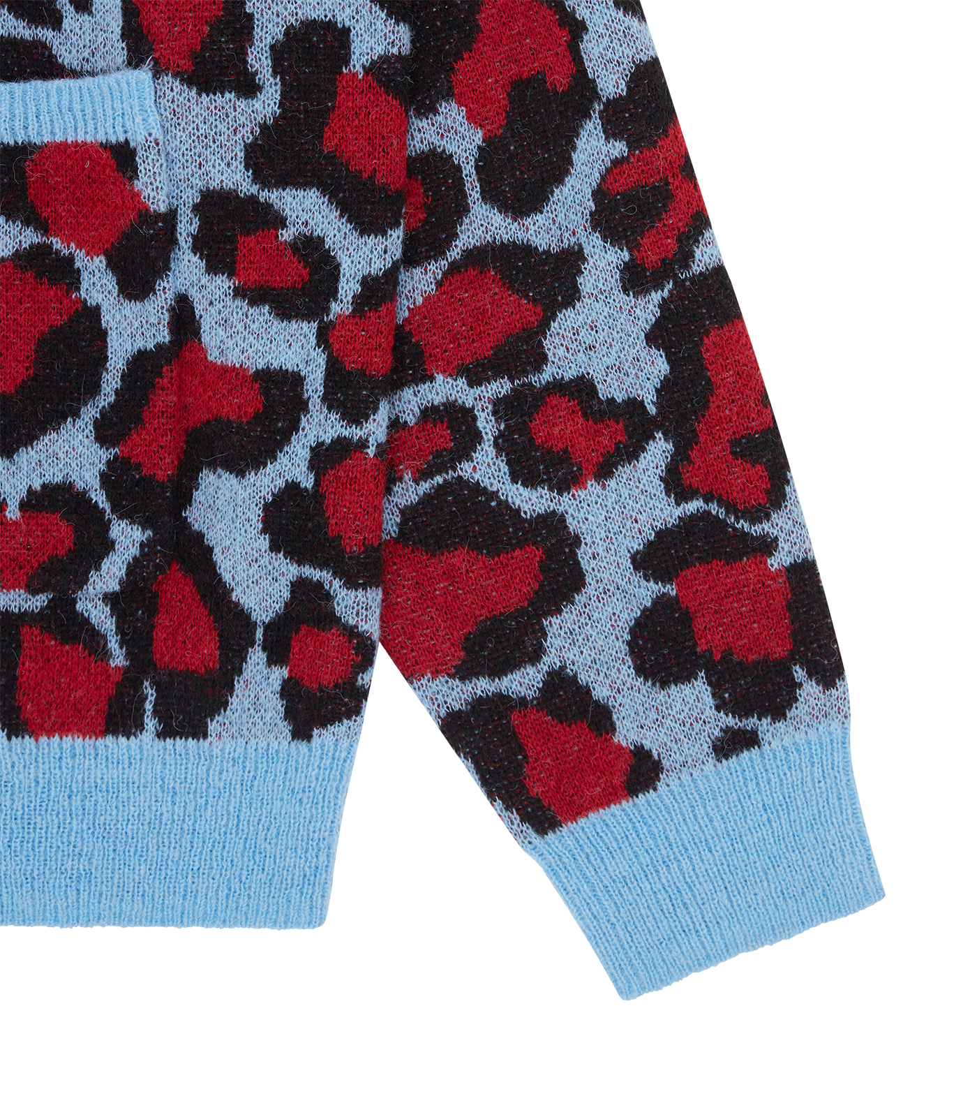 LEOPARD PRINT KNITTED CARDIGAN RED/BLUE - Main Image