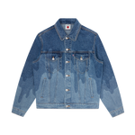 LAZER DRIP DENIM TRUCKER JACKET - MID WASH BLUE