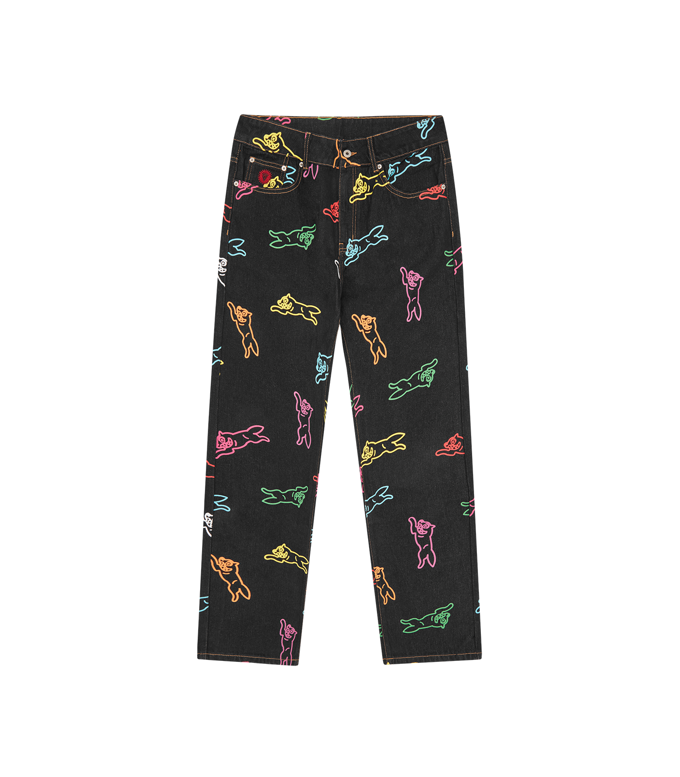 ALLOVER RUNNING DOG DENIM PANTS - BLACK – Billionaire Boys Club