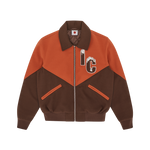 PANELLED VARSITY JACKET - BROWN/ORANGE