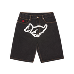 RUNNING PUPPY DENIM SHORTS - BLACK