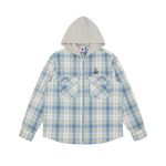 HOODED FLANNEL ZIP THROUGH - BLUE/GREY CHECK