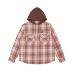 HOODED FLANNEL ZIP THROUGH - BROWN/PINK CHECK