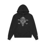 RHINESTONE CONES & BONES POPOVER HOOD - BLACK