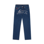 RHINESTONE RUNNING DOG DENIM PANT - INDIGO