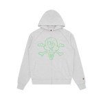 CONES & BONES ZIP THROUGH HOOD - HEATHER GREY