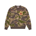 TIGER STRIPE KNITTED CREWNECK - CAMO