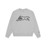 SPRAY PAINT RUNNING DOG CREWNECK - HEATHER GREY