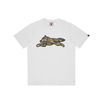 TIGER STRIPE RUNNING DOG T-SHIRT - WHITE
