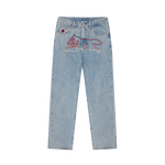 CRYSTAL RUNNING DOG DENIM PANT - LIGHT WASH BLUE