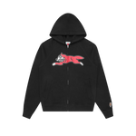 RUNNING DOG ZIP THROUGH HOOD - BLACK