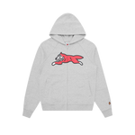 RUNNING DOG ZIP THROUGH HOOD - HEATHER GREY