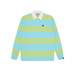 CONES & BONES STRIPED LS RUGBY SHIRT - BLUE/GREEN