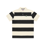 CONES & BONES STRIPED POLO SHIRT - BLACK/OFF-WHITE