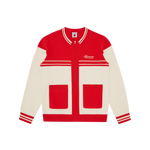 PARLOR ZIP THROUGH KINTTED CARDIGAN - RED/ECRU