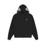 SMILEY ZIP THROUGH HOOD - BLACK