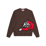 RUNNING DOG KNITTED CREWNECK - BROWN