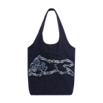APPLIQUE RUNNING DOG TOTE BAG - INDIGO