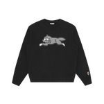 GLITTER RUNNING DOG CREWNECK - BLACK