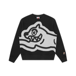 APPLIQUE JUMBO RUNNING DOG CREWNECK - BLACK