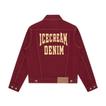 ICECREAM DENIM TRUCKER JACKET - BURGUNDY