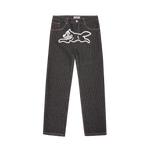 RIPSTOP RUNNING DOG DOUBLE SCOOP DENIM PANTS - BLACK