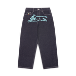 RUNNING DOG TRIPLE SCOOP DENIM PANTS - INDIGO