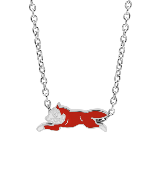 ICECREAM RUNNING DOG CHAIN NECKLACE SILVER/RED – Billionaire