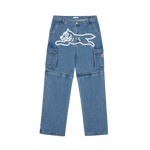 RUNNING DOG DENIM CARGO PANTS - LIGHT BLUE