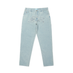 APPLIQUE RUNNING DOG BUGGY DENIM PANTS - LIGHT BLUE
