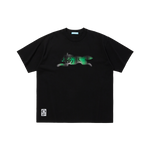 APPLIQUE LOGO RUNNING DOG T-SHIRT - BLACK/GREEN CHECK