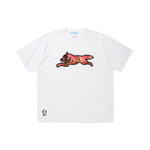 APPLIQUE LOGO RUNNING DOG T-SHIRT - WHITE/PINK CHECK