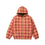 EMBROIDERED LOGO BUGGY FLANNEL CHECK JACKET - BROWN/PINK