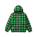 EMBROIDERED LOGO BUGGY FLANNEL CHECK JACKET - GREY/GREEN