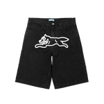RUNNING DOG BUGGY DENIM SHORTS - BLACK