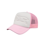 RUNNING DOG EMBOSSED TRUCKER CAP - PINK/WHITE