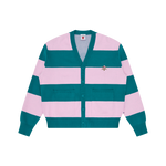 CONES & BONES STRIPED KNITTED CARDIGAN - PINK/GREEN STRIPE