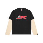 RUNNING DOG LAYERED L/S T-SHIRT - BLACK