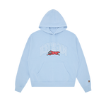 COLLEGE APPLIQUE RUNNING DOG POPOVER HOOD - LIGHT BLUE