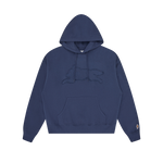 APPLIQUE RUNNING DOG POPOVER HOOD - NAVY