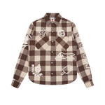 MULTI LOGO CHECK L/S SHIRT - BROWN