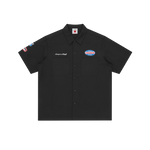 SHORT SLEEVE PATCH WORK SHIRT - BLACK