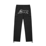 APPLIQUE RUNNING DOG CARGO PANTS - BLACK