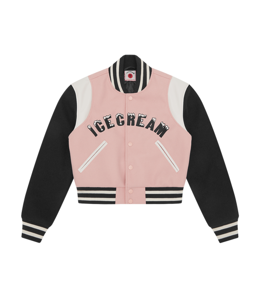 DRIPPY CROPPED VARSITY JACKET - PINK – Billionaire Boys Club
